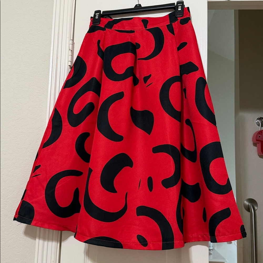 Stylish Red and Black Women's Skirt